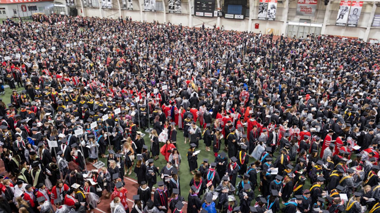 Graduates lined up in French Field House