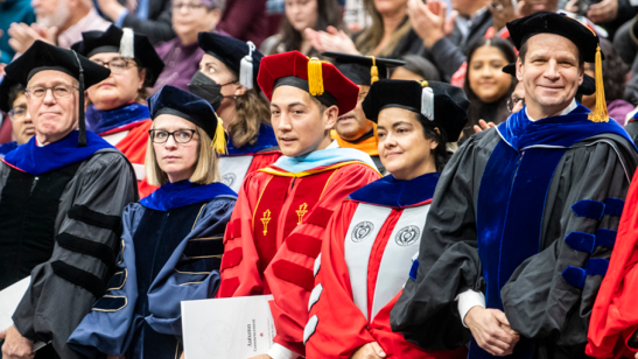 Faculty members at commencement ceremony